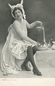 Mulher, bonnet, burro, orelhas de Italian Photographer