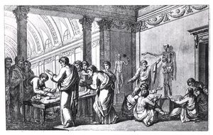 Uma Escola de Anatomia na Antiguidade, de Tabulae Anatomicae de Pietro Berrettini da Cortona (1596-1669) publicada em Roma, 1778 de Italian School