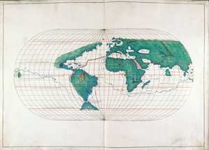 Acrescentar. 19927, ff.12v-13 Mapa Mundial, ilustração do 