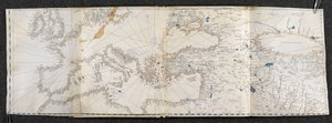 Acrescentar. 21592, f.1r Mapa da Europa e da Ásia. Portolano, em vinte e um mapas, de países de ambos os hemisférios (vellum) de Italian School