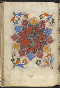 Acrescentar. 21965, f.5v Heraldic figura: Um grifo, Estatuto do Grémio de Alfaiates, de 