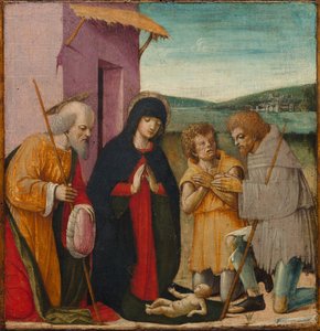 Adoração dos Pastores, c. 1480-1500 (óleo sobre madeira) de Italian School