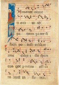 Agonia no jardim, inicial I historiada sobre uma folha de um livro de coro manuscrito iluminado (velino) de Italian School