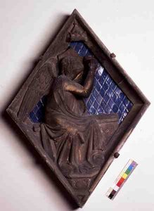 Figura alegórica, azulejo em relevo do Campanile (mármore e cerâmica) de Italian School