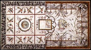 Desenhos alternativos para um tecto Neo-Clássico, c.1800 (caneta e tinta e aguarela sobre papel) de Italian School