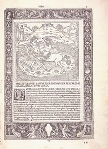 Uma página ilustrada de uma edição latina de Plutarchus 