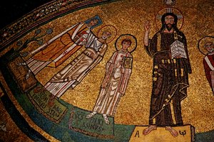 Abside com Cristo, Santos e Papa Gregório IV (mosaico) de Italian School