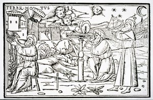 Astrólogos Árabes, cópia de uma ilustração de In Somnium Sciopinis de Macrobius, Veneza 1513, usada em uma História da Magia, publicada no final do século XIX de Italian School