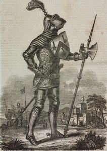 Armadura da época do Rei Henrique V de Inglaterra, ilustração do 