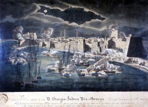Ataque da Marinha da Sardenha ao porto de Trípoli durante operações contra a pirataria bárbara em 1825. de Italian School