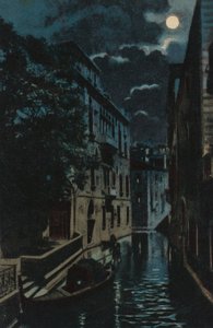 Canal traseiro, Veneza (litografia a cores) de Italian School