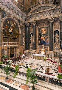 Arte Barroca: Vista interior da Igreja Jesuíta do Santo Nome de Jesus (chiesa del Gesu) em Roma de Italian School
