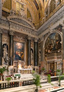 Arte Barroca: Vista interior da Igreja Jesuíta do Santo Nome de Jesus (chiesa del Gesu) em Roma de Italian School
