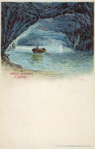 Gruta Azul, Capri (litografia a cores) de Italian School