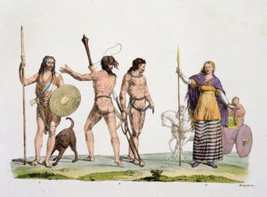 Britânicos, Caledonianos e Rainha Boadicea, placa 4 da História das Nações (aquatint) de Italian School