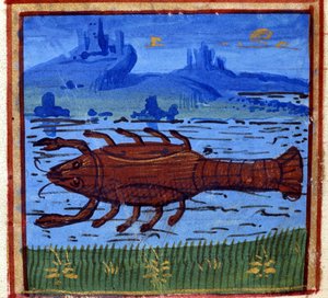 Sinal de cancro. Horóscopo italiano; meados do século XV. de Italian School