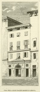 Casa em que Mazzini nasceu em Génova (gravura) de Italian School