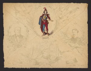 Cássio, da ópera Otello de Giuseppe Verdi, baseada na peça de William Shakespeare (lito colorido) de Italian School