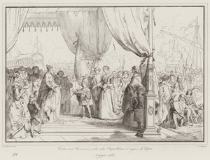Caterina Cornaro, cede à República o reino de Chipre de Italian School
