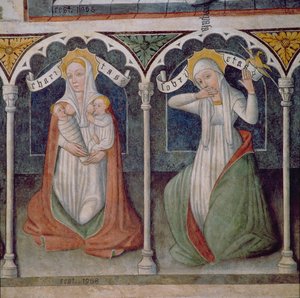 Caridade e Temperança (fresco) de Italian School