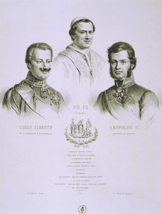 Charles Albert, Pio IX e Leopoldo II, 1848 de Italian School
