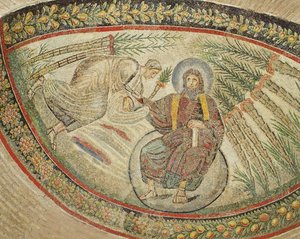 Cristo entregando as chaves para São Pedro (mosaico) de Italian School