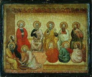 Cristo lavando os pés dos discípulos, Arezzo, c.1390 de Italian School