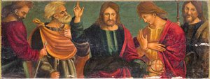 Cristo com quatro apóstolos de Italian School