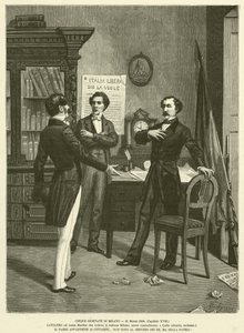 Cinco Dias de Milão, 21 de Março de 1848 (gravura) de Italian School