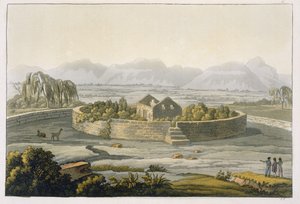 Fortaleza circular de Cannar, Peru, de Le Costume Ancien et Moderne, Volume II, placa 1, por Jules Ferrario, publicado c.1820s-30s de Italian School