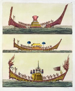 Navios chineses de Cochin, ilustração do traje antigo e moderno por Giulio Ferrario, publicado c.1820s-30s de Italian School