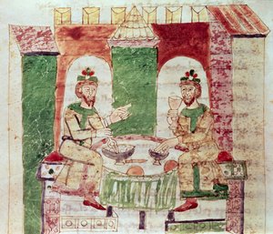 Códice 142 Livre 16 Chap.4 A Mesa dos Ricos, de De Universo de Rabanus Maurus (c.780-856) 1023 de Italian School