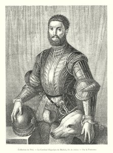 Coleção Pitti, Cardeal Hippolyte de Medici, filho de Julian, pelo Pontormo (gravura) de Italian School