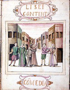 Comédia de Li sei contenti após o volume manuscrito de "Scenari dei più scelti istrioni" (1621 - 1643). Roma, Accademia dei Lincei. de Italian School