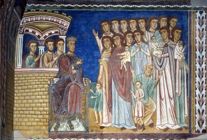 Constantino, o Leproso, conforta as Mulheres Piedosas de Italian School