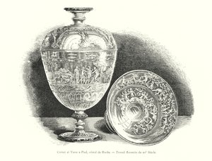 Cornet and Footed Glass, Cristal de Rocha, obra florentina do século XV (gravura) de Italian School