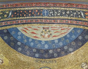 Coroação da Virgem e do Céu (mosaico) de Italian School