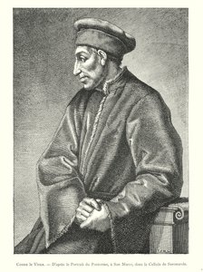 Cosimo o Ancião, Do Retrato do Pontormo, em San Marco, na Célula de Savonarola (gravura) de Italian School