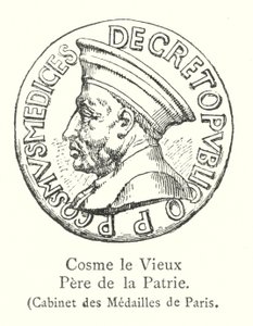 Cosme le Vieux, Pere de la Patrie, Cabinet des Medailles de Paris (gravura) de Italian School