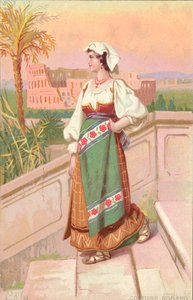 Traje romano (cromolitho) de Italian School