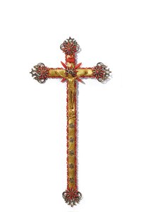 Crucifixo, Trapani, primeira metade do século 17 (cobre dourado, bronze, prata e coral) de Italian School