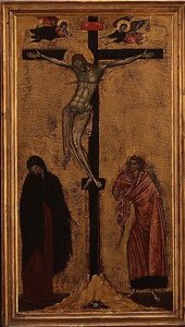 Crucificação (tempera no painel) de Italian School