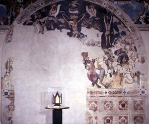 Crucificação, lunette danificada do Appartamento Guastalla, atribuída à Escola Bolonhesa (fresco) de Italian School