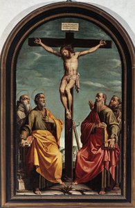 Crucificação com São Pedro, Paulo, Romualdo e Francisco (óleo sobre tela de Italian School