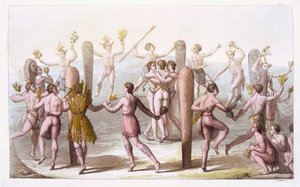 Danças dos Habitantes Nativos da Virgínia, c.1820 de Italian School
