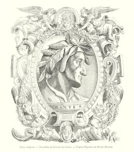 Dante Alighieri, Fac-símile do Retrato dos Giunti, Do Museu Britânico Proof (gravura) de Italian School