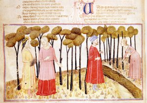 Dante e Virgílio (70-19 aC) na Cúpula do Purgatório, da divina comédia de Dante Alighieri (1265-1321) de Italian School