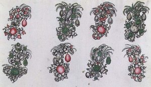 Desenhos para aigrettes de Italian School