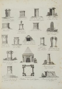 Desenhos para ornamentos de jardim, de A Compendium of Drawings, de JG Grohmann, publicado em 1805 de Italian School