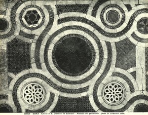 Pormenor do andar Cosmatesco da Basílica de San Giovanni em Laterano, Roma (mosaico) de Italian School